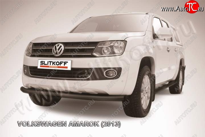 11 999 р. Защита переднего бампер Slitkoff Volkswagen Amarok дорестайлинг (2009-2016) (Цвет: серебристый)  с доставкой в г. Керчь
