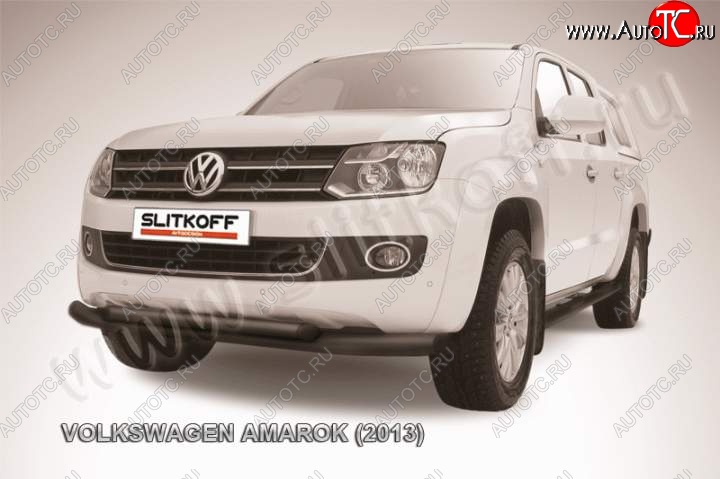 14 999 р. Защита переднего бампер Slitkoff  Volkswagen Amarok (2009-2016) дорестайлинг (Цвет: серебристый)  с доставкой в г. Керчь