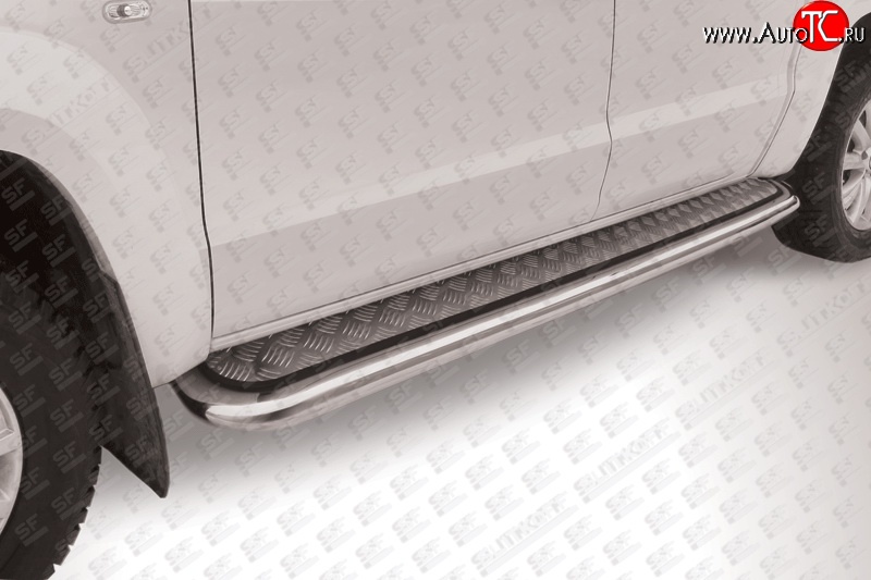 19 749 р. Широкая защита порогов Slitkoff  Volkswagen Amarok (2009-2016) дорестайлинг (Серебристый лист)  с доставкой в г. Керчь