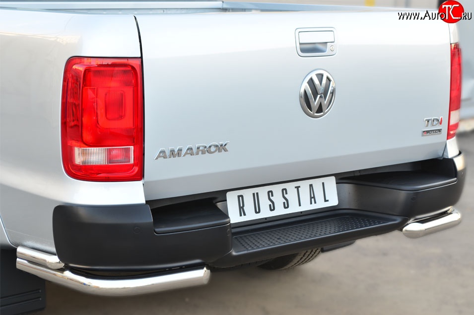 19 999 р. Защита заднего бампера (Ø63 и 42 мм, нержавейка) SLITKOFF  Volkswagen Amarok (2009-2016) дорестайлинг  с доставкой в г. Керчь