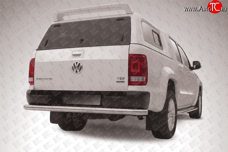 19 999 р. Защита заднего бампера из трубы диаметром 76 мм Slitkoff Volkswagen Amarok дорестайлинг (2009-2016) (Цвет: нержавеющая полированная сталь)  с доставкой в г. Керчь