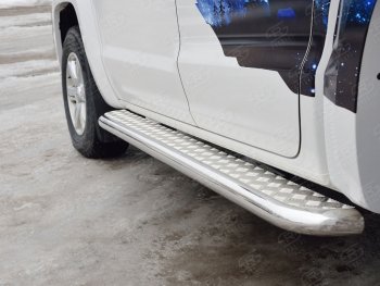 30 799 р. Порожки для ног (труба Ø63) SLITKOFF  Volkswagen Amarok (2016-2022) рестайлинг (лист алюминий, профиль сталь)  с доставкой в г. Керчь. Увеличить фотографию 2