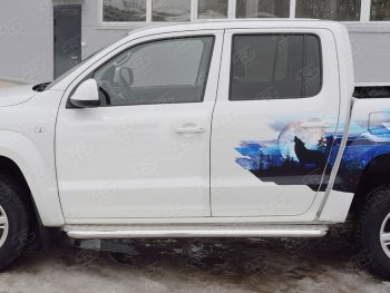 30 799 р. Порожки для ног (труба Ø63) SLITKOFF  Volkswagen Amarok (2016-2022) рестайлинг (лист алюминий, профиль сталь)  с доставкой в г. Керчь. Увеличить фотографию 3