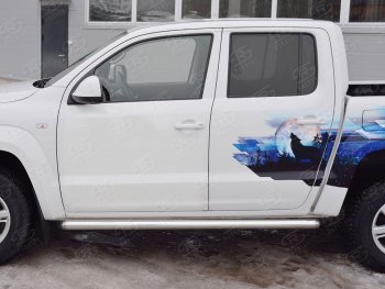 23 799 р. Пороги труба d76 (v3) SLITKOFF  Volkswagen Amarok (2016-2022) рестайлинг  с доставкой в г. Керчь. Увеличить фотографию 3