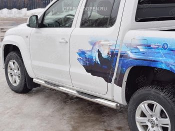 24 549 р. Пороги труба d76 с накладкой (v3) SLITKOFF  Volkswagen Amarok (2016-2022) рестайлинг  с доставкой в г. Керчь. Увеличить фотографию 2