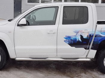 24 549 р. Пороги труба d76 с накладкой (v3) SLITKOFF  Volkswagen Amarok (2016-2022) рестайлинг  с доставкой в г. Керчь. Увеличить фотографию 3