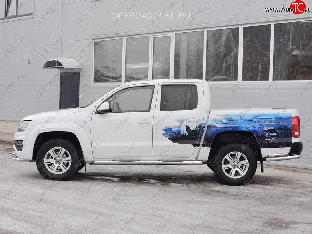 24 549 р. Пороги труба d76 с накладкой (v3) SLITKOFF  Volkswagen Amarok (2016-2022) рестайлинг  с доставкой в г. Керчь