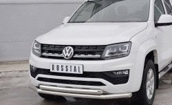18 549 р. Защита переднего бампера (2 трубыØ63 мм, нержавейка) SLITKOFF  Volkswagen Amarok (2016-2022) рестайлинг  с доставкой в г. Керчь. Увеличить фотографию 3