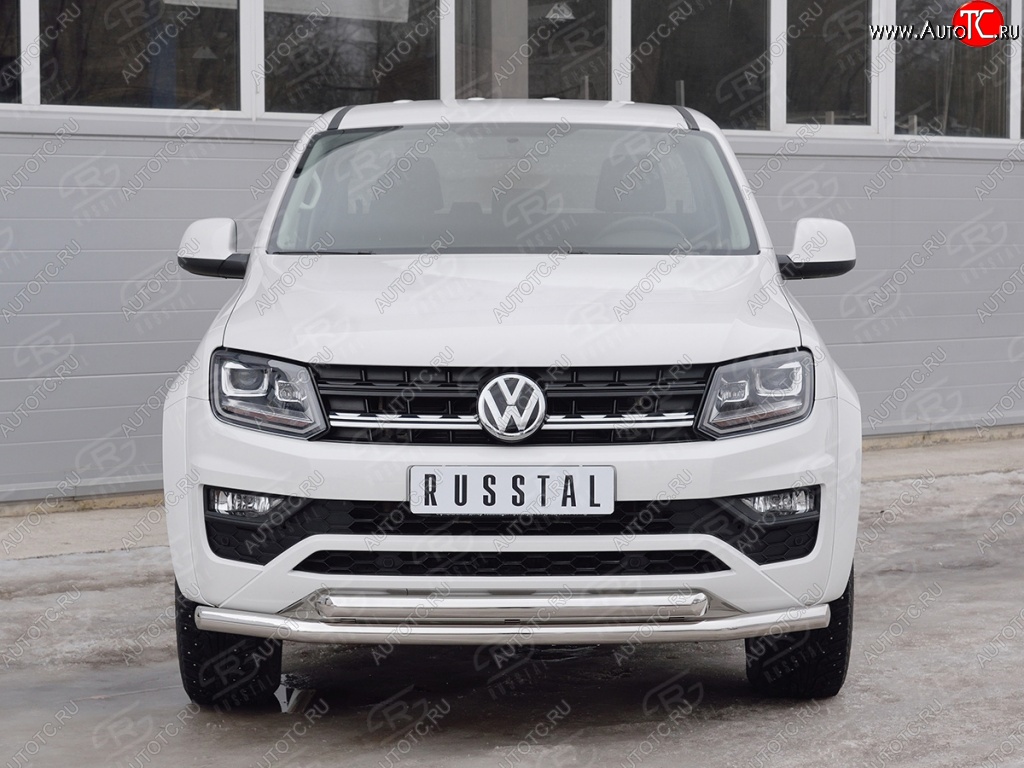 18 549 р. Защита переднего бампера (2 трубыØ63 мм, нержавейка) SLITKOFF  Volkswagen Amarok (2016-2022) рестайлинг  с доставкой в г. Керчь