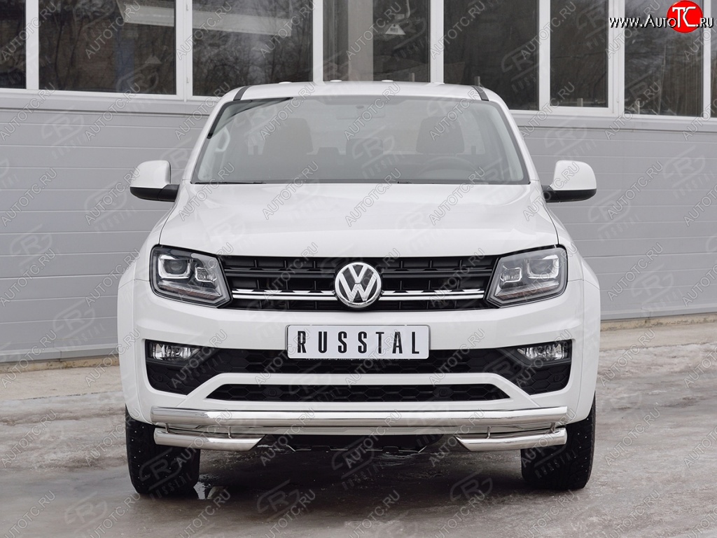 17 849 р. Защита переднего бампера (Ø63 мм с углами, нержавейка) SLITKOFF  Volkswagen Amarok (2016-2022) рестайлинг  с доставкой в г. Керчь