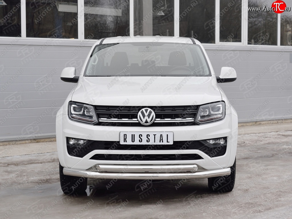 19 999 р. Защита переднего бампера (2 трубыØ76 и 63 мм, нержавейка) SLITKOFF  Volkswagen Amarok (2016-2022) рестайлинг  с доставкой в г. Керчь