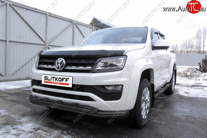 14 999 р. Защита переднего бампер Slitkoff  Volkswagen Amarok (2016-2022) рестайлинг (Цвет: серебристый)  с доставкой в г. Керчь