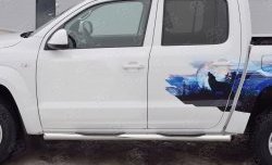 24 549 р. Защита порогов с пластиковыми вставками для ног из круглой трубы диаметром 76 мм SLITKOFF  Volkswagen Amarok (2016-2022) рестайлинг  с доставкой в г. Керчь. Увеличить фотографию 4
