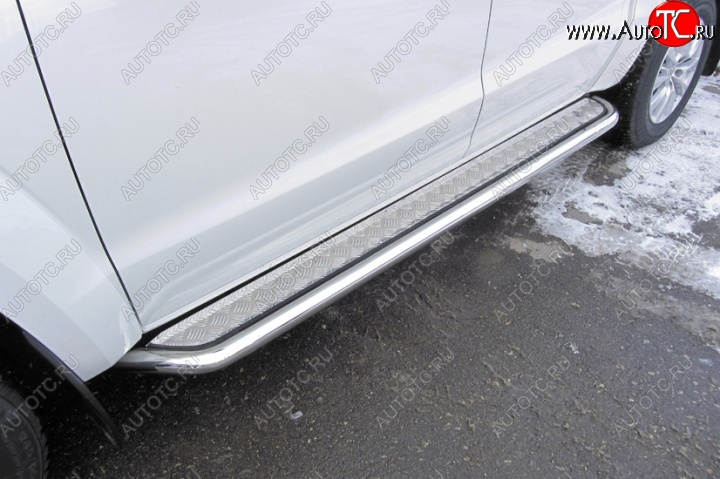 19 749 р. Широкая защита порогов с трубой диаметром d57 Slitkoff Volkswagen Amarok рестайлинг (2016-2022) (Цвет: нержавеющая полированная сталь)  с доставкой в г. Керчь
