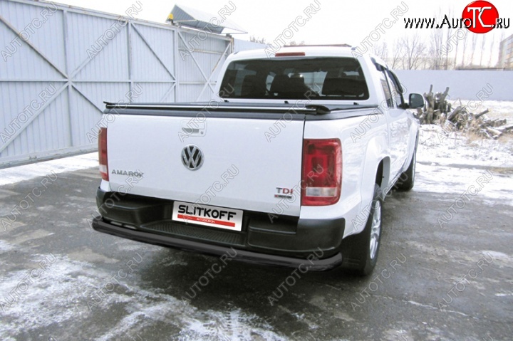 13 999 р. Защита задняя Slitkoff Volkswagen Amarok рестайлинг (2016-2022) (Цвет: серебристый)  с доставкой в г. Керчь
