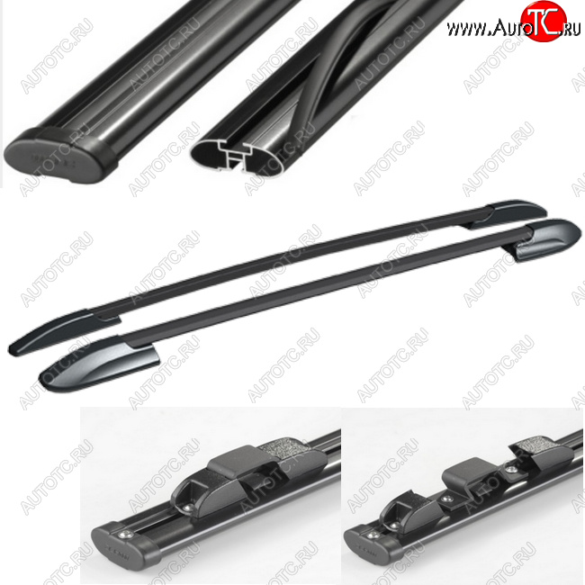 13 689 р. Рейлинги АПС  Volkswagen Amarok (2009-2022) дорестайлинг, рестайлинг (Черные с черными поперечинами, крепление скоба, L1300)  с доставкой в г. Керчь