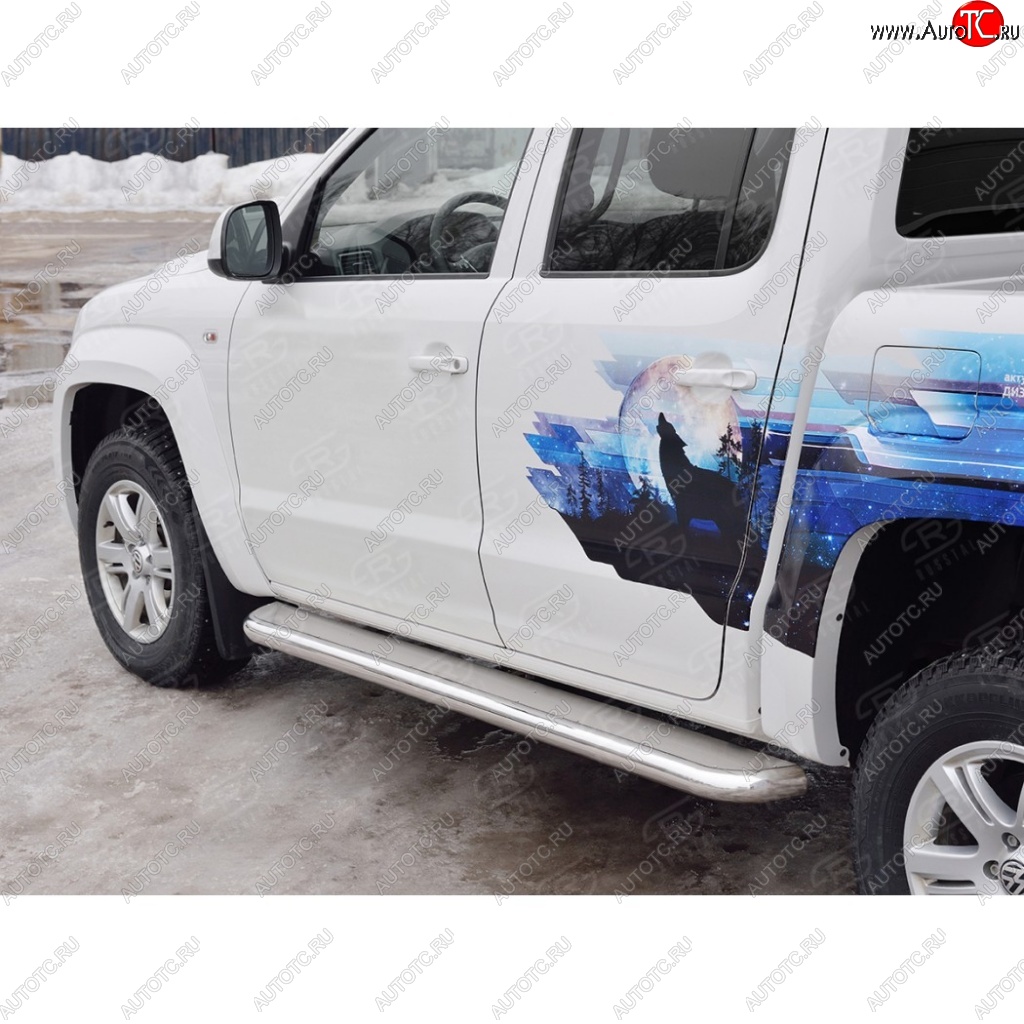 43 999 р. Широкая защита порогов с трубой диаметром 63 мм SLITKOFF v3  Volkswagen Amarok (2009-2016) дорестайлинг  с доставкой в г. Керчь
