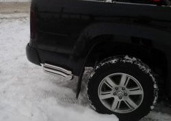 Защита заднего бампера (углы двойные d76 и 43 мм) Металл Дизайн Volkswagen Amarok (2009-2016) дорестайлинг (полированная нержавейка)