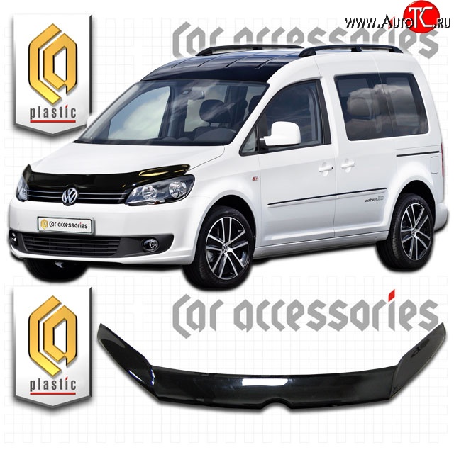 2 159 р. Дефлектор капота (левый руль) CA-Plastic  Volkswagen Caddy  2K (2010-2015) рестайлинг (Classic черный, Без надписи)  с доставкой в г. Керчь