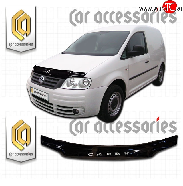 1 999 р. Дефлектор капота CA Plastic  Volkswagen Caddy  2K (2003-2010) дорестайлинг (Classic черный, Без надписи)  с доставкой в г. Керчь