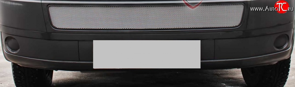 1 569 р. Сетка на бампер (рестайлинг) Russtal (хром) Volkswagen Transporter T5 рестайлинг (2009-2015)  с доставкой в г. Керчь