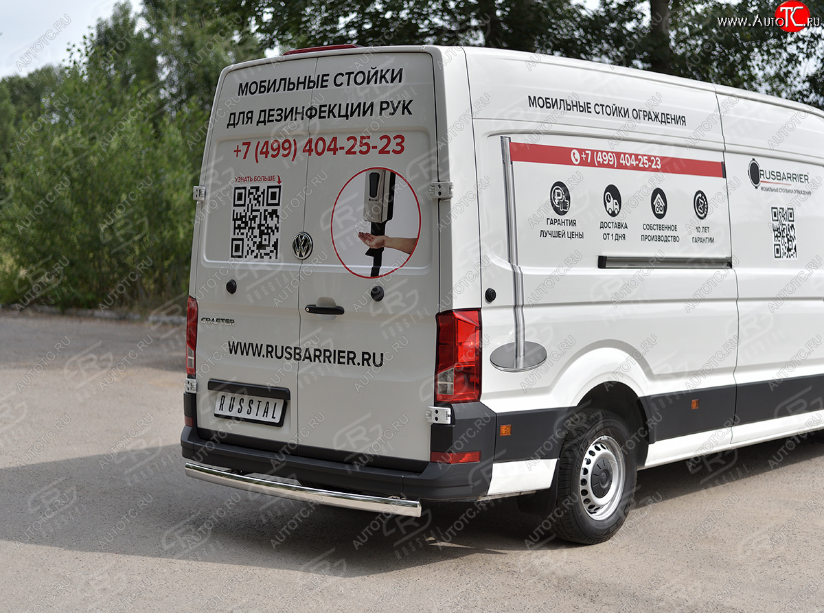 16 299 р. Защита заднего бампера (Ø75х42 мм, нержавейка) Russtal Volkswagen Crafter 2 (2017-2025)  с доставкой в г. Керчь
