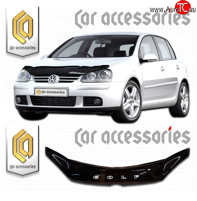 2 159 р. Дефлектор капота CA-Plastic  Volkswagen Golf  5 (2003-2009) универсал, хэтчбэк (Classic черный, Без надписи)  с доставкой в г. Керчь