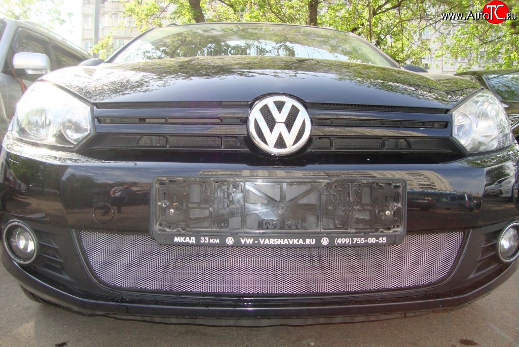 1 539 р. Сетка на бампер Russtal (хром) Volkswagen Golf 6 хэтчбэк 5 дв. (2008-2014)  с доставкой в г. Керчь