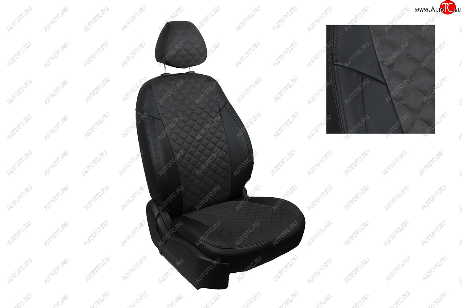6 449 р. Чехлы для сидений Seintex Ромб Алькантара Volkswagen Passat B7 седан (2010-2015) (Цвет: черный)  с доставкой в г. Керчь