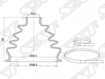 Пыльник ШРУСа (наружный) SAT Volkswagen Passat B5.5 седан рестайлинг (2000-2005)