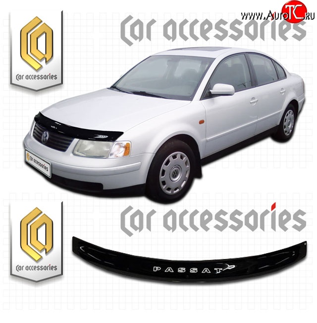 1 999 р. Дефлектор капота CA Plastic  Volkswagen Passat  B5 (1996-2000) седан дорестайлинг, универсал дорестайлинг (Classic черный, Без надписи)  с доставкой в г. Керчь