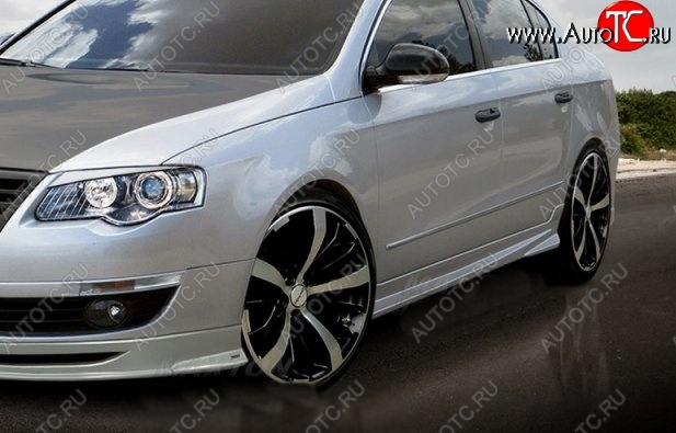 7 749 р. Пороги накладки CT Volkswagen Passat B6 седан (2005-2011) (Неокрашенные)  с доставкой в г. Керчь