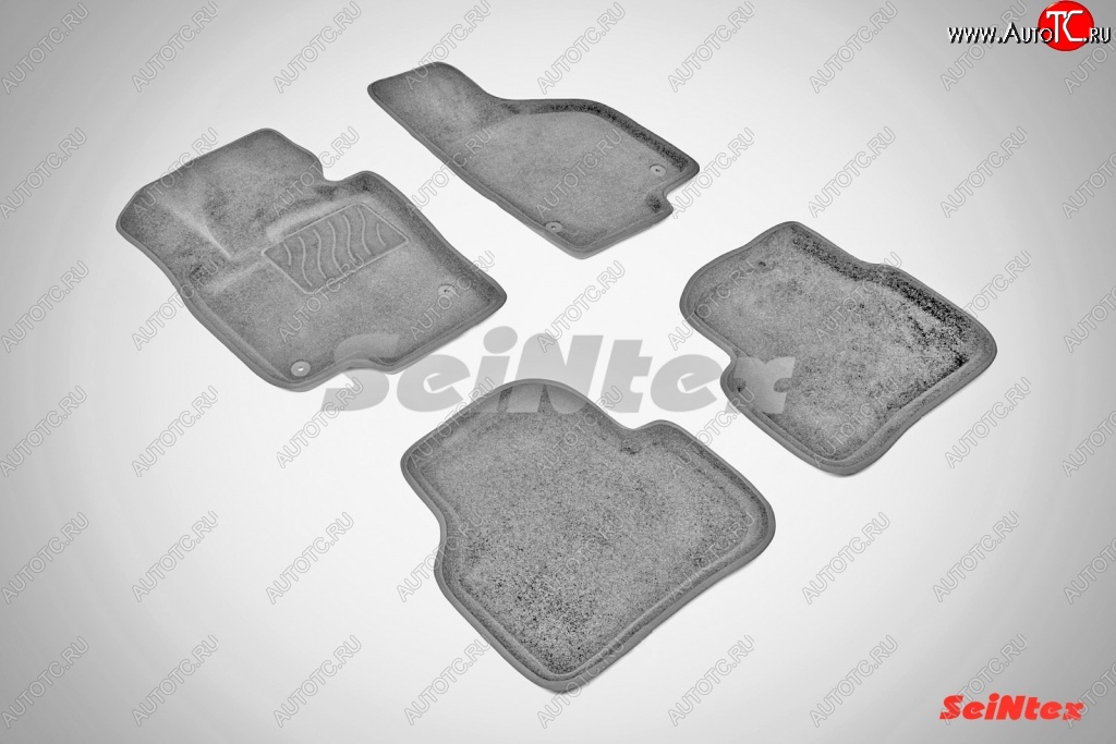 7 649 р. Износостойкие коврики в салон SeiNtex Premium 3D 4 шт. (ворсовые, серые) Volkswagen Passat B7 седан (2010-2015)  с доставкой в г. Керчь