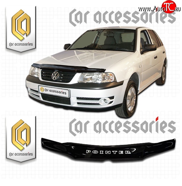 1 999 р. Дефлектор капота CA Plastic  Volkswagen Pointer (2006-2009) (Classic черный, Без надписи)  с доставкой в г. Керчь