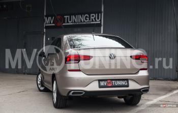 Имитация насадок глушителя MV-Tuning Volkswagen Polo  Mk6 (2020-2022) лифтбек (SPACE GRAY (серый глянец))