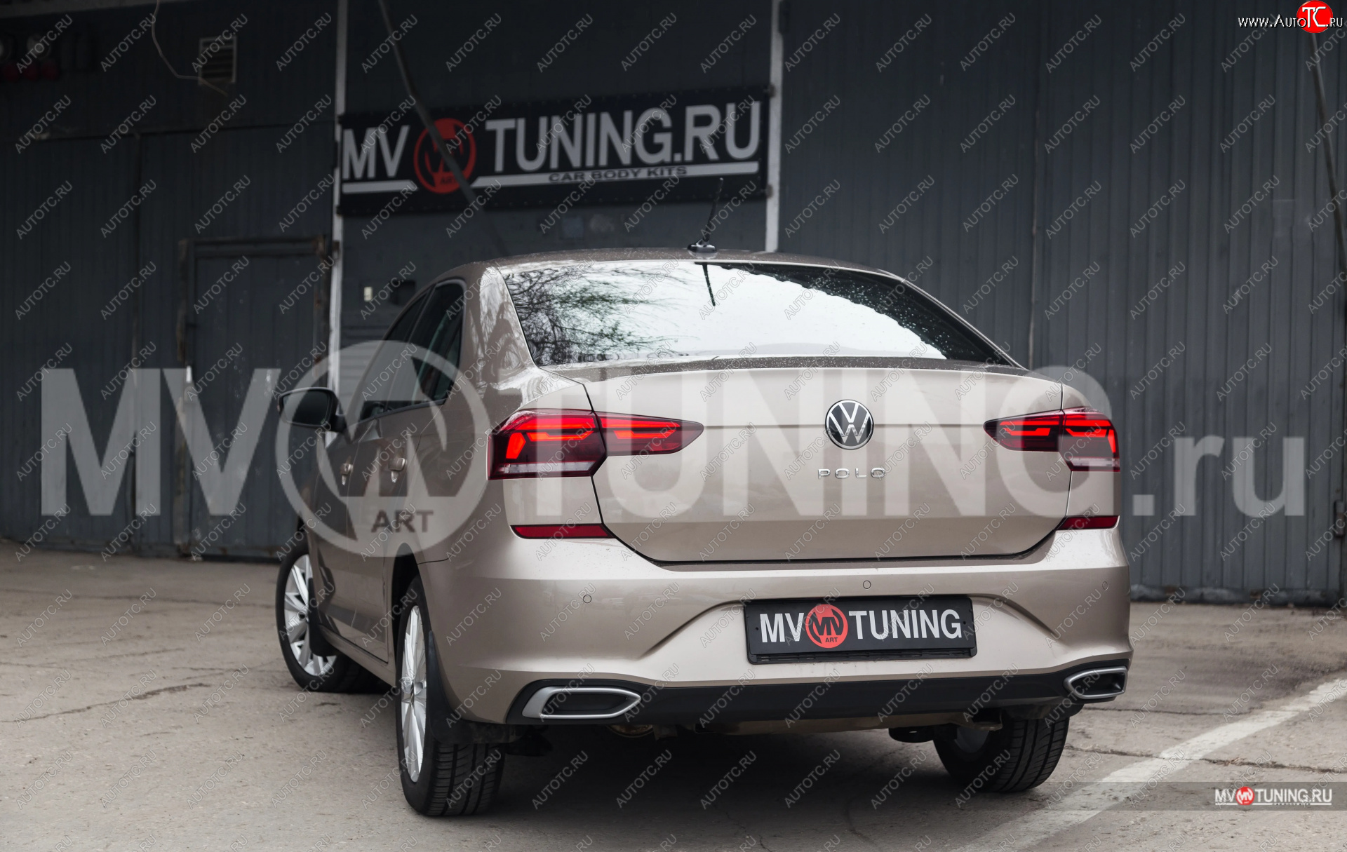 4 999 р. Имитация насадок глушителя MV-Tuning  Volkswagen Polo  Mk6 (2020-2022) лифтбек (SPACE GRAY (серый глянец))  с доставкой в г. Керчь