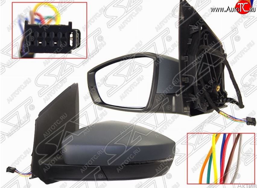 4 799 р. Левое зеркало (поворот, обогрев, складывание, 8конт.) SAT Volkswagen Polo 5 седан рестайлинг (2015-2020) (Неокрашенное)  с доставкой в г. Керчь