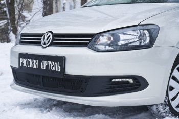 1 999 р. Защитная сетка решетки переднего бампера RA Volkswagen Polo 5 седан дорестайлинг (2009-2015)  с доставкой в г. Керчь. Увеличить фотографию 3