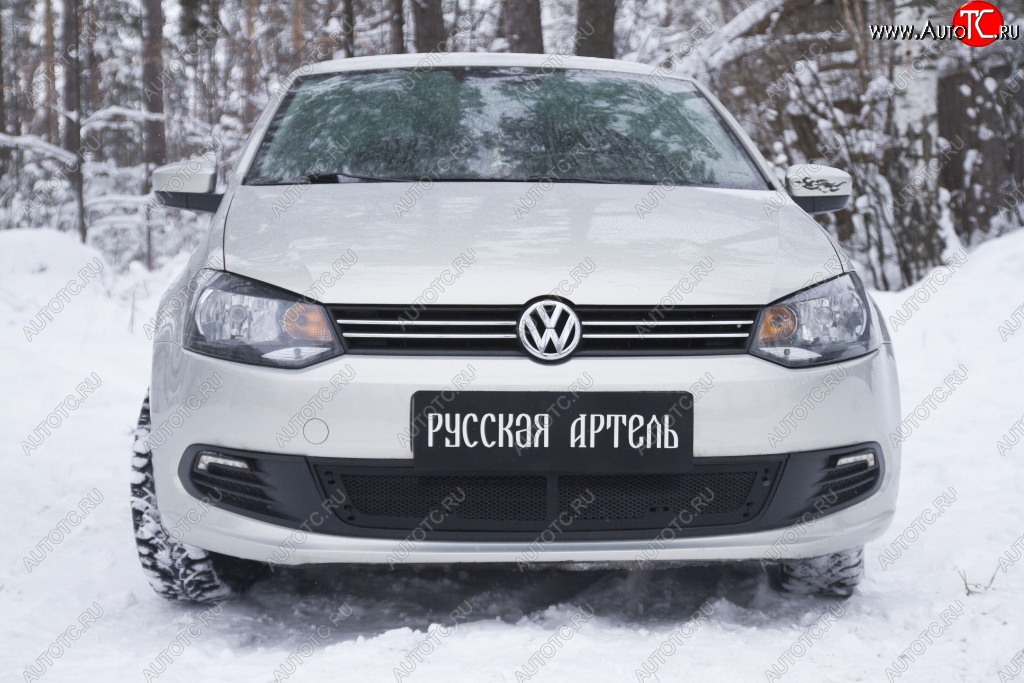 1 999 р. Защитная сетка решетки переднего бампера RA Volkswagen Polo 5 седан дорестайлинг (2009-2015)  с доставкой в г. Керчь