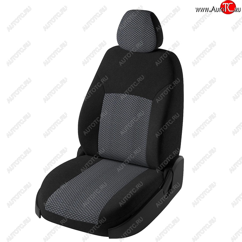 5 999 р. Чехлы для сидений (6R/6C) Lord Autofashion Дублин (жаккард, сплошная спинка) Volkswagen Polo 5 седан дорестайлинг (2009-2015) (Черный, вставка Ёж белый)  с доставкой в г. Керчь
