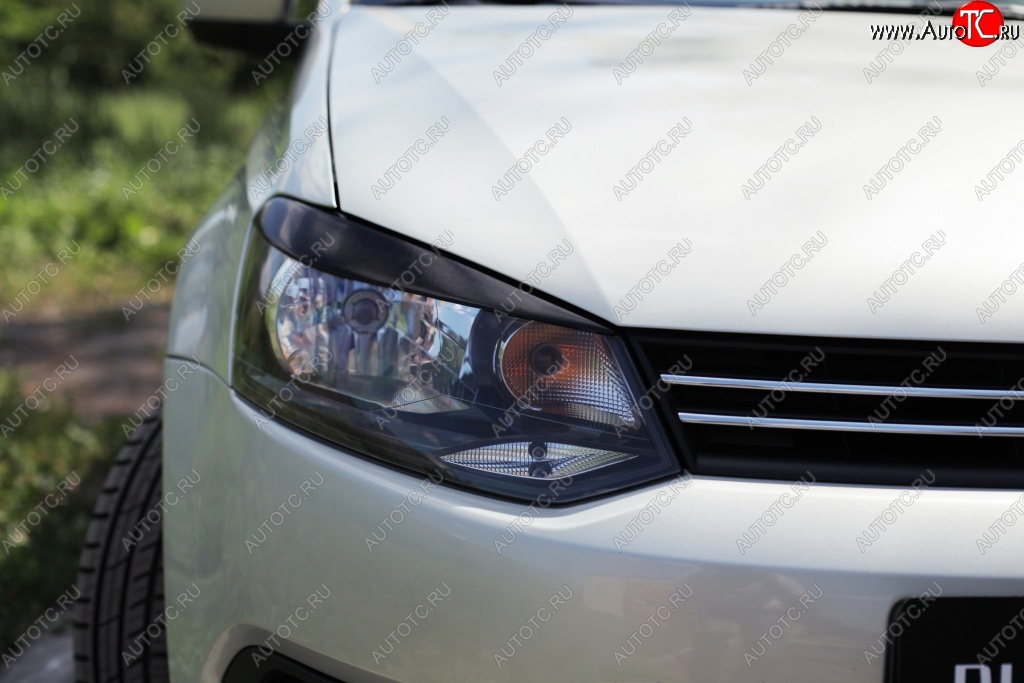 1 429 р. Реснички на фары RA  Volkswagen Polo  5 (2009-2015) хэтчбек дорестайлинг (Неокрашенные)  с доставкой в г. Керчь