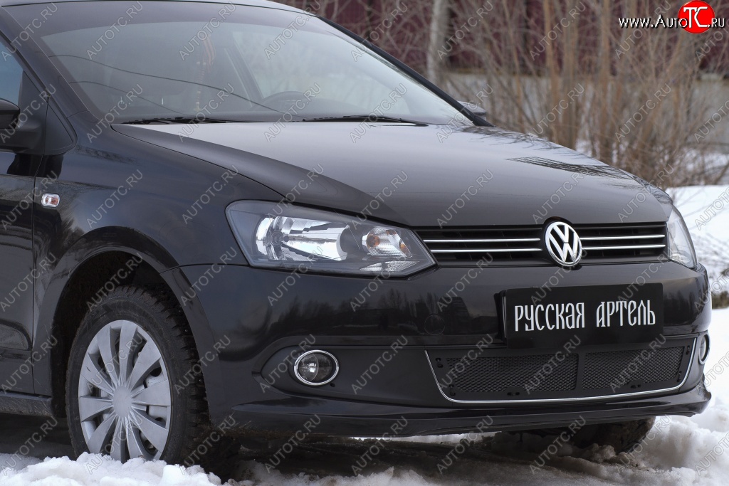 2 099 р. Защитная сетка решетки переднего бампера РА (Highline)  Volkswagen Polo  5 (2009-2015) хэтчбек дорестайлинг  с доставкой в г. Керчь