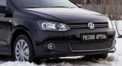 Зимняя заглушка решетки переднего бампера РА (Highline) Volkswagen Polo  5 (2009-2015) седан дорестайлинг, хэтчбек дорестайлинг