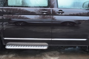 14 449 р. Широкая защита порогов с трубой d42 мм SLITKOFF v2  Volkswagen Transporter  T5 (2009-2015) рестайлинг  с доставкой в г. Керчь. Увеличить фотографию 4