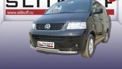 Двойная защита переднего бампера из труб диаметрами по 57 мм Slitkoff Volkswagen Transporter  T5 (2003-2009) дорестайлинг