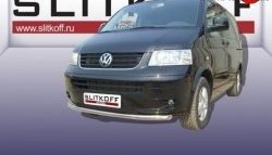 Одинарная защита переднего бампера из трубы диаметром 57 мм Slitkoff Volkswagen Transporter  T5 (2003-2009) дорестайлинг