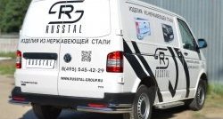 19 999 р. Защита заднего бампера (2 трубы Ø63 и 42 мм уголки, нержавейка) SLITKOFF  Volkswagen Transporter  T5 (2003-2009) дорестайлинг  с доставкой в г. Керчь. Увеличить фотографию 4