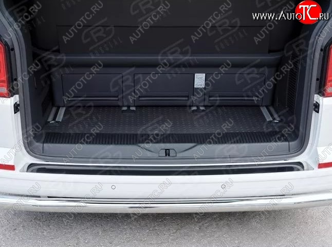 1 999 р. Накладка защитная на верхнюю часть заднего бампера Russtal Volkswagen Transporter T6 дорестайлинг (2015-2019) (Нержавейка полированная)  с доставкой в г. Керчь