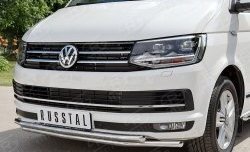 19 549 р. Защита переднего бампера (2 трубыØ42 мм, нержавейка) SLITKOFF Volkswagen Caravelle T6 дорестайлинг (2015-2019)  с доставкой в г. Керчь. Увеличить фотографию 3