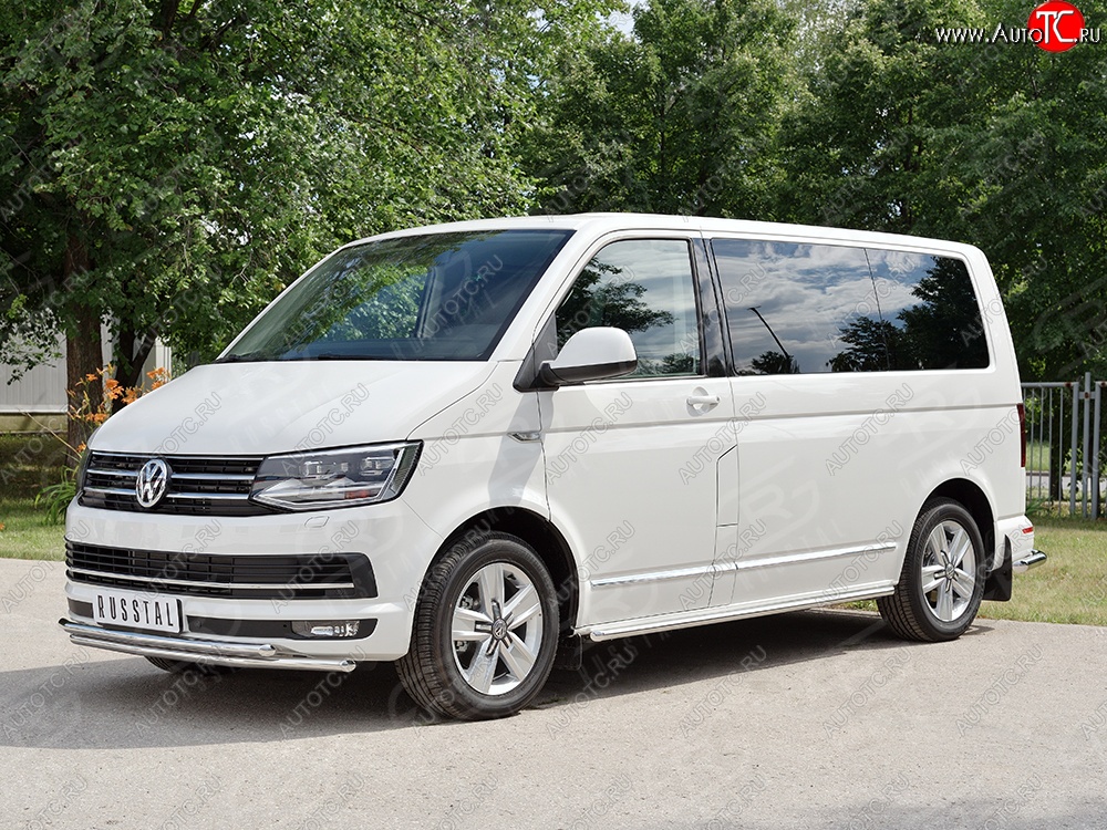 19 549 р. Защита переднего бампера (2 трубыØ42 мм, нержавейка) SLITKOFF Volkswagen Caravelle T6 дорестайлинг (2015-2019)  с доставкой в г. Керчь